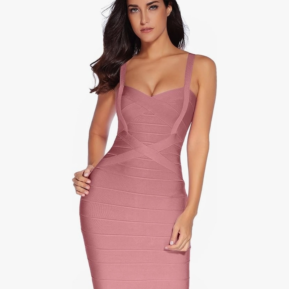 Elegant Pink Bandage Dress
